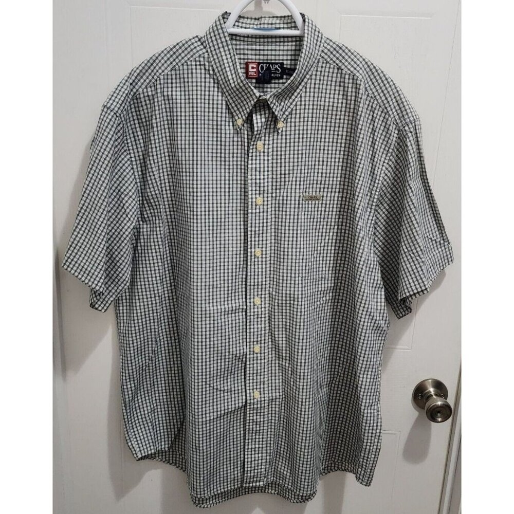 CHAPS Ralph Lauren Plaid Check Short Sleeve Button‎ Down Shirt Size XL